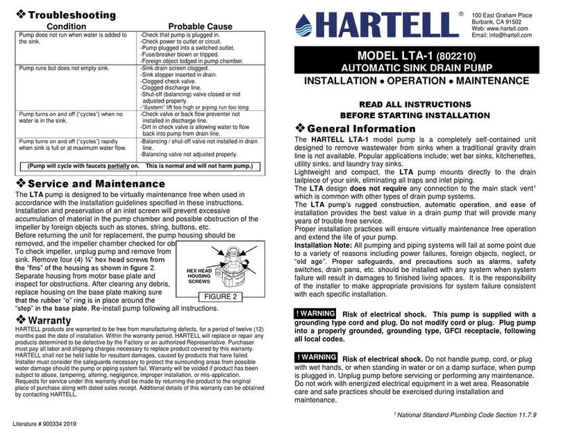 Hartell Pumps LTA-1 Installation operation & maintenance