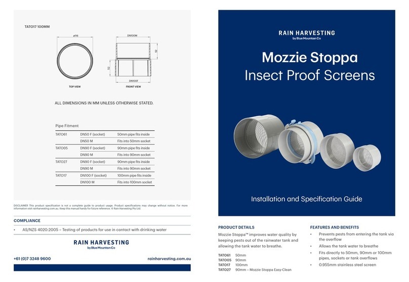 Blue Mountain Rain Harvesting Mozzie Stoppa TAT061 Installation and specification guide