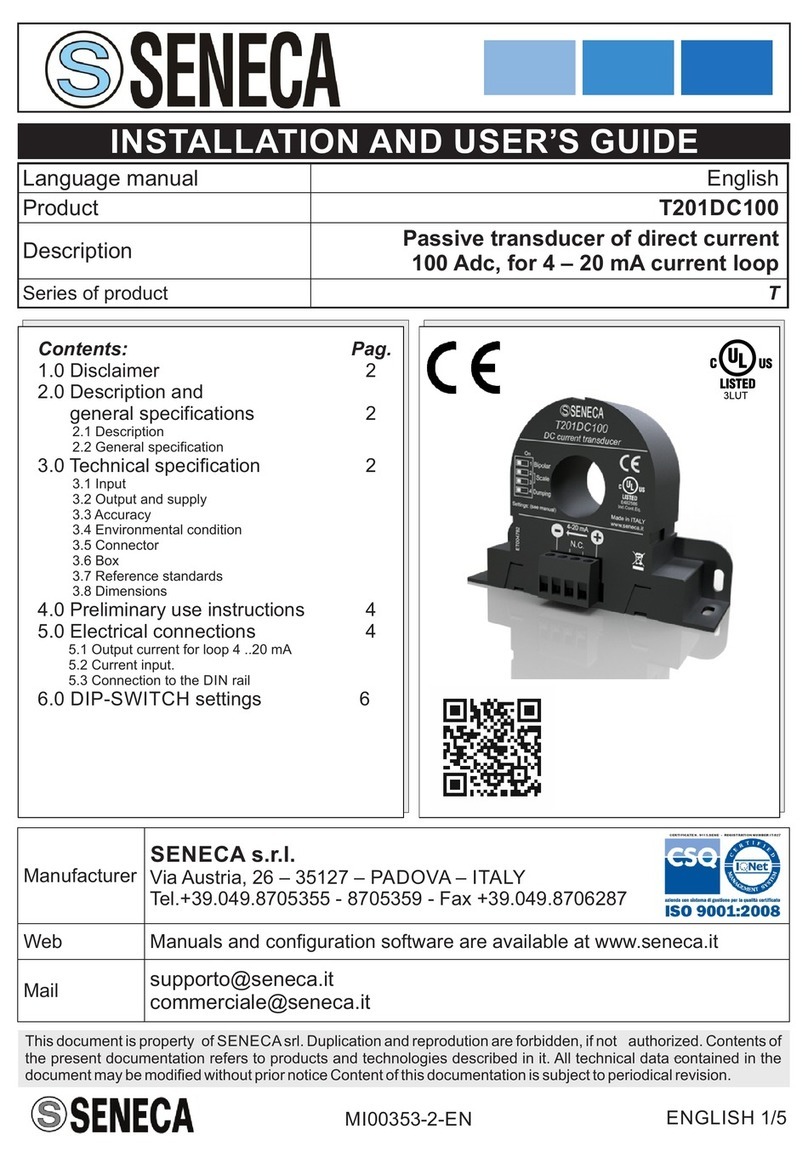 Seneca T201DC100 Installation and user guide