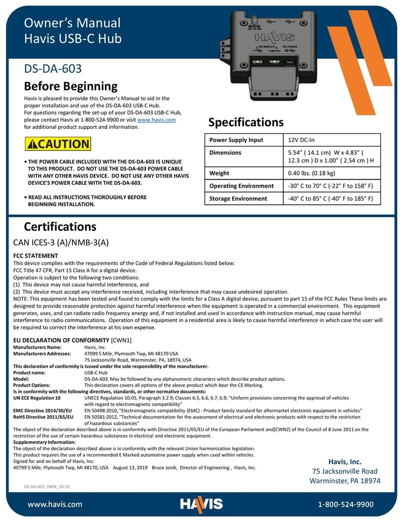 Havis DS-DA-603 owner's manual Havis DS-DA-603 owner's manual