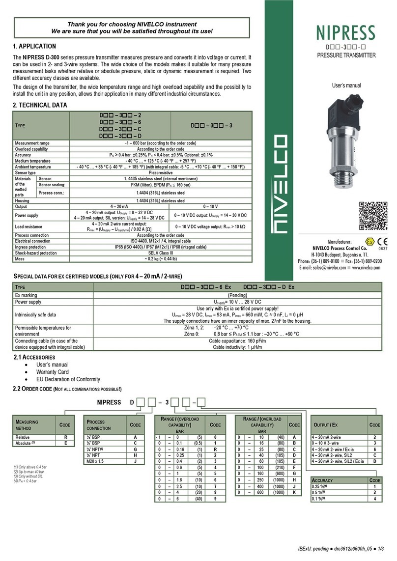 NIVELCO NIPRESS D-300 Series User manual