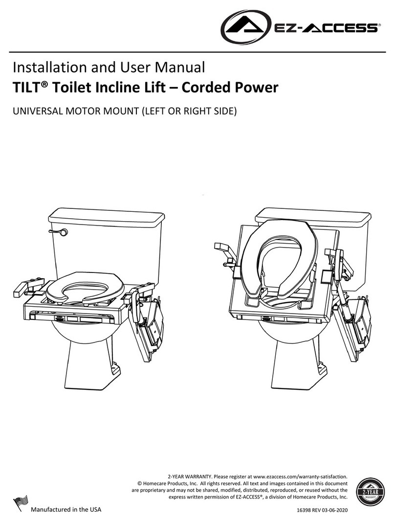 HOMECARE PRODUCTS EZ-ACCESS TILT Toilet Incline Lift Corded... Installation and user manual