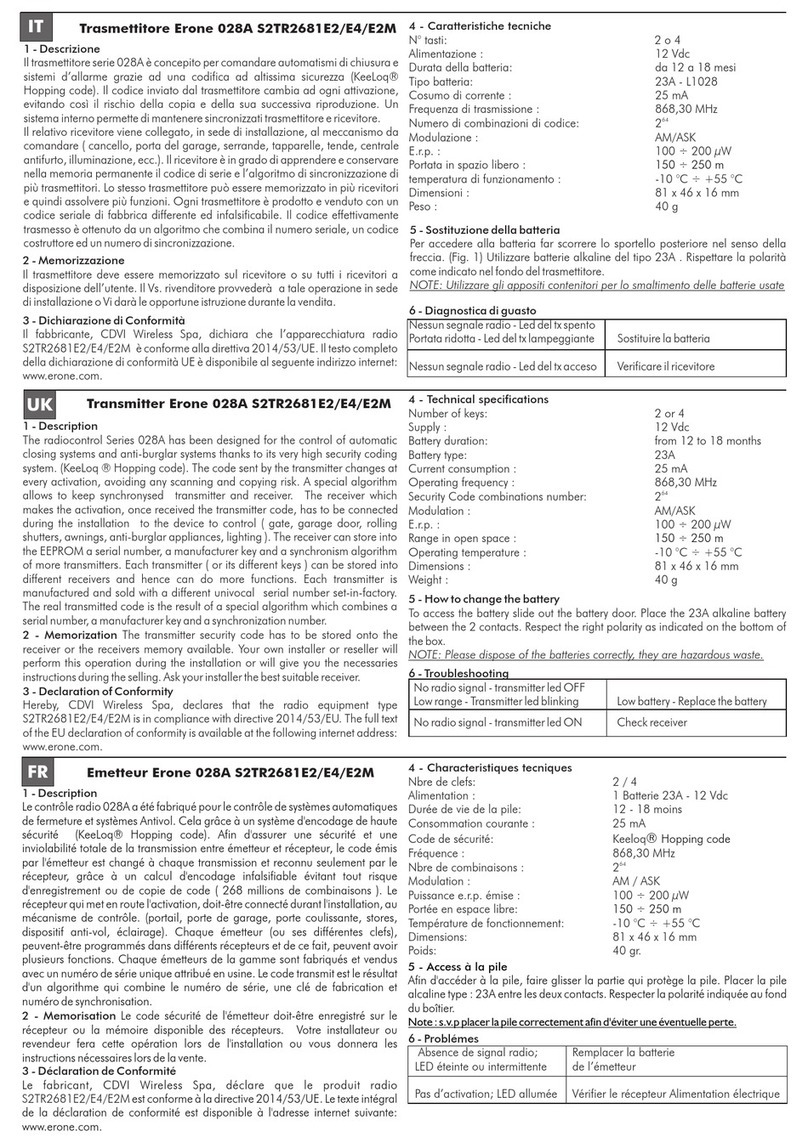 Erone 028A S2TR2681E2 User manual