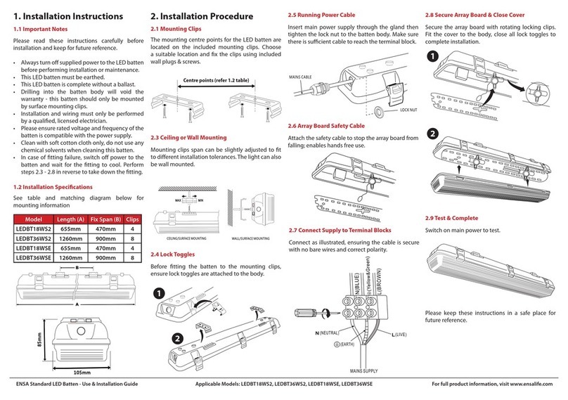 ENSA LEDBT18WS2 User manual