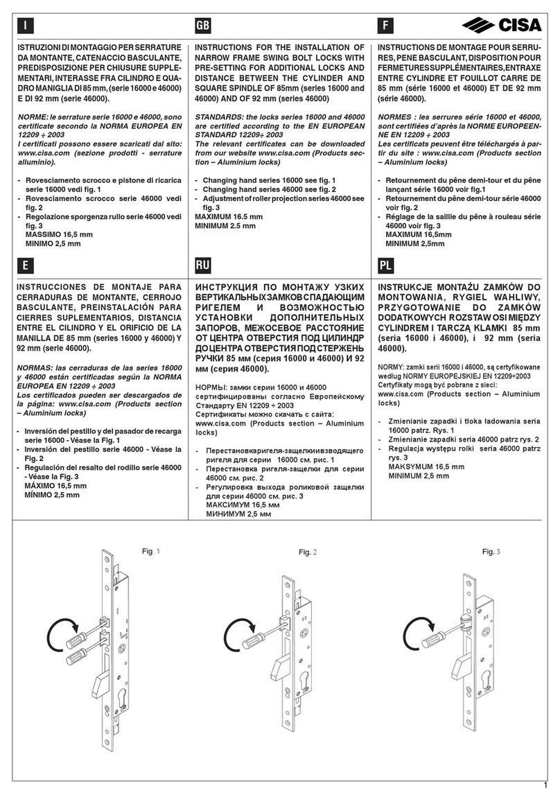 CISA 16000 Series Instruction for the installation