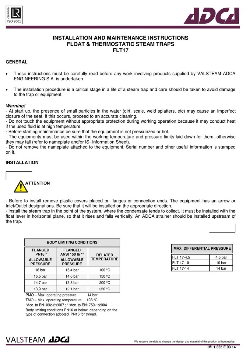 VALSTEAM ADCA FLT17 Installation and maintenance instructions