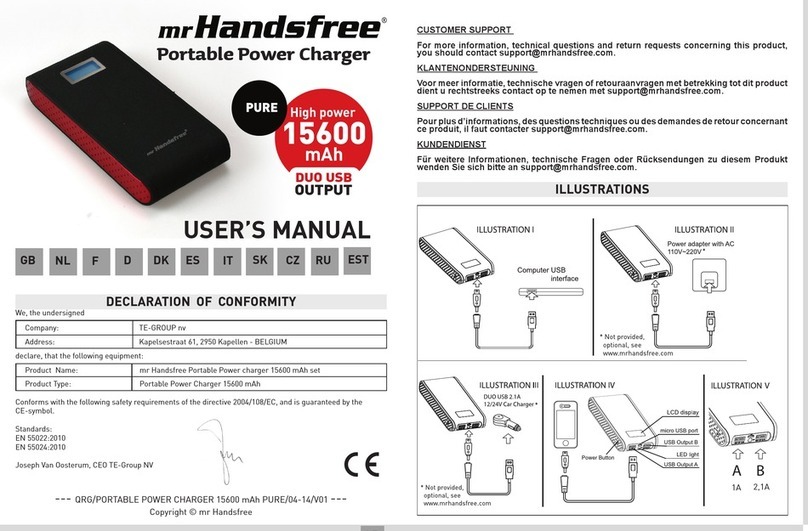 MRHANDSFREE Portable Power Charger 15600 mAh user manual MRHANDSFREE Portable Power Charger 15600 mAh user manual
