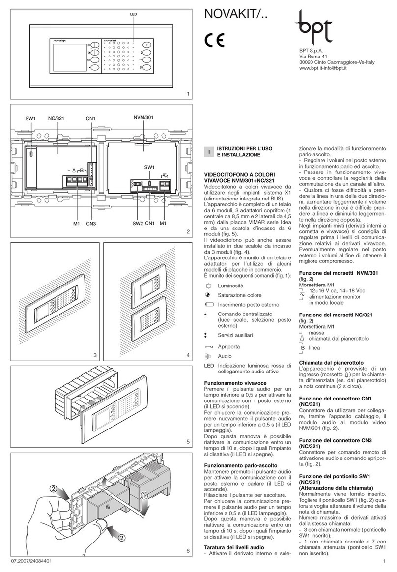 Bpt NOVAKIT Series Instructions for use and installation