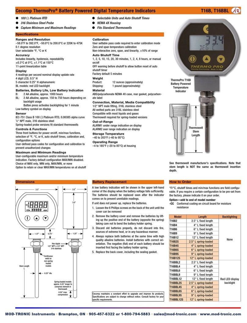 Mod-tronic Cecomp ThermoPro T16B Series User manual