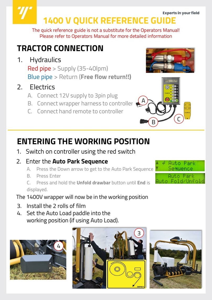 Tanco 1400 V Quick reference guide