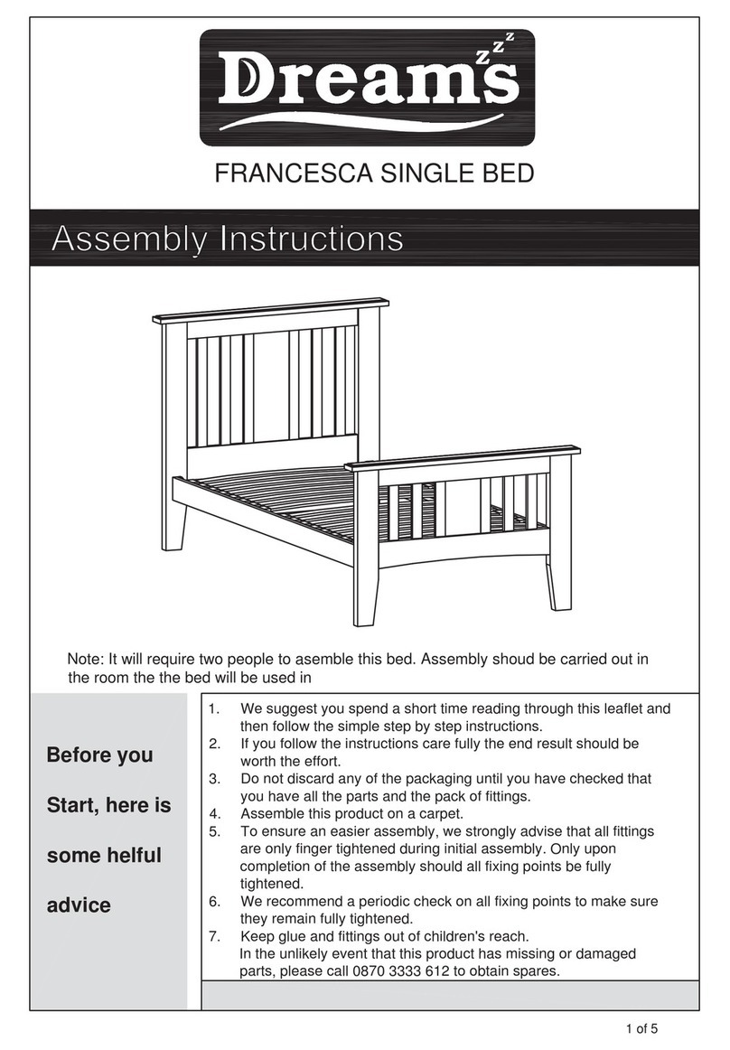 DREAMS FRANCESCA SINGLE BED User manual