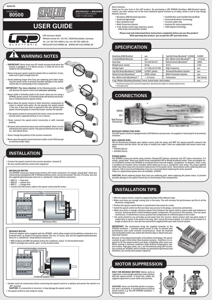 LRP electronic Sphere BRUSHLESS + BRUSHED user guide