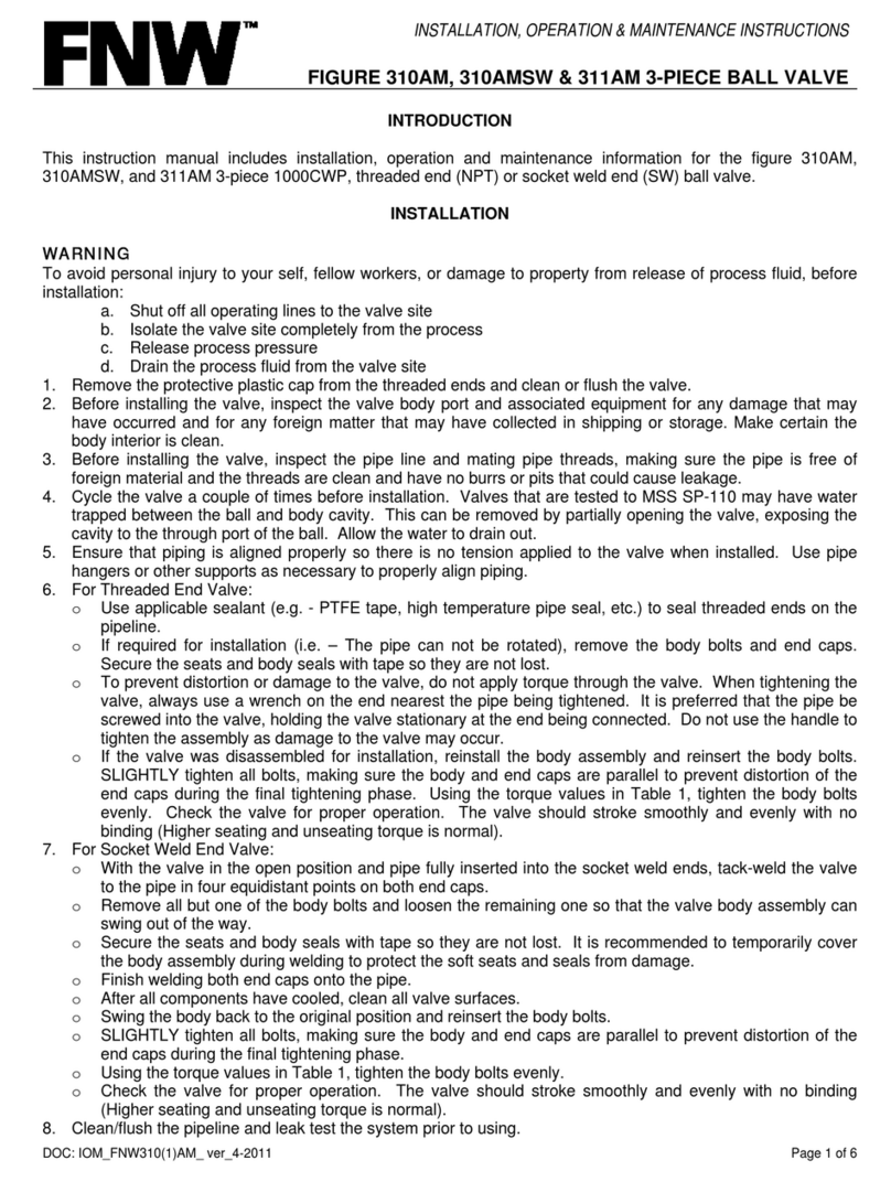 FNW 310Am Installation, operation & maintanance instructions