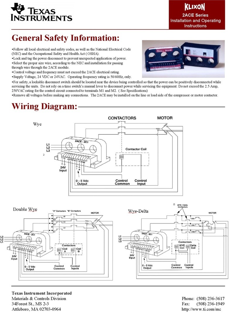 Texas Instruments Klixon 2ACE Series Installation and operating instructions Texas Instruments Klixon 2ACE Series Installation and operating instructions
