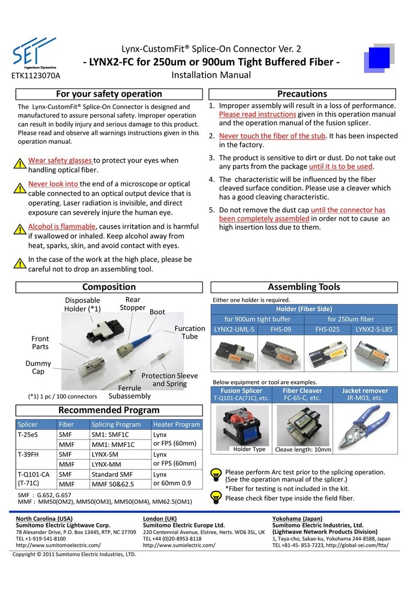 Sumitomo Lynx-CustomFit LYNX2-FC installation manual