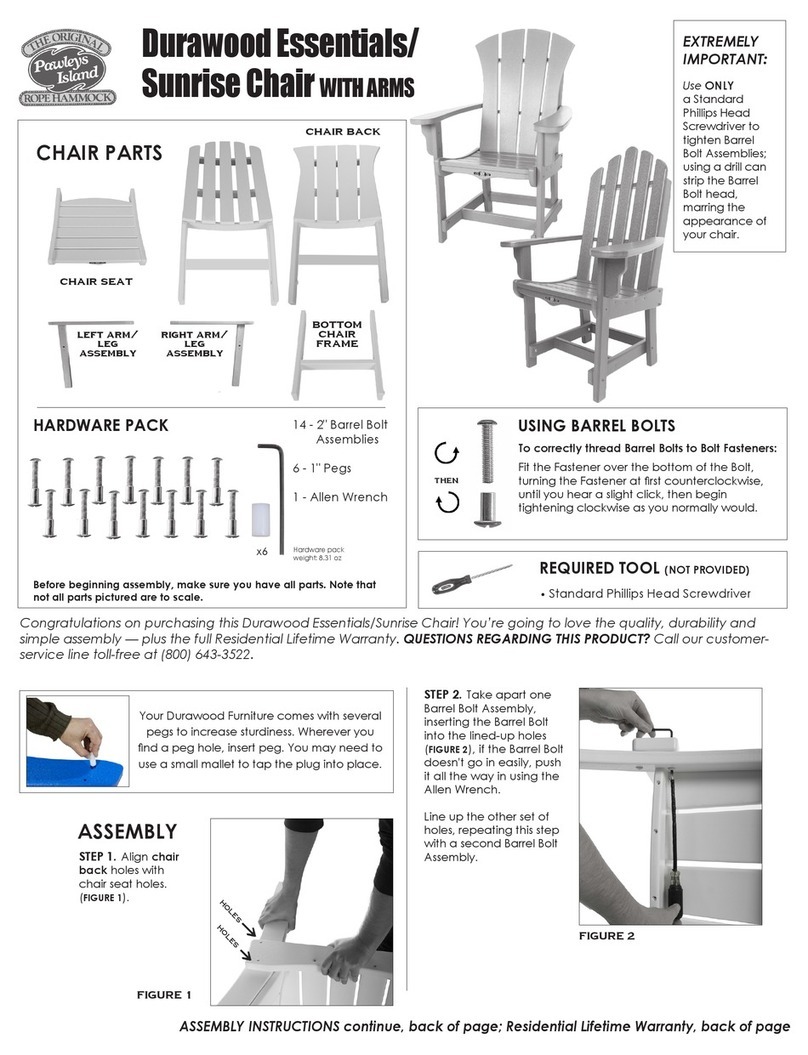 Pawleys Island Durawood Essentials/Sunrise Chair Assembly instructions Pawleys Island Durawood Essentials/Sunrise Chair Assembly instructions