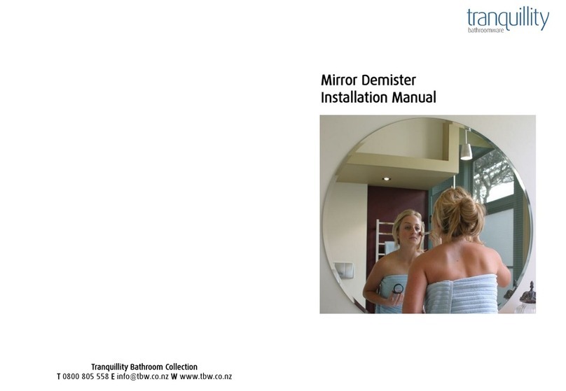 Tranquility Bathroomware Mirror Demister installation manual