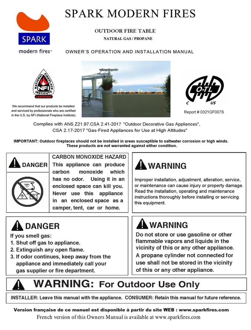 Spark modern fires FT36-N OWNER'S OPERATION AND INSTALLATION MANUAL