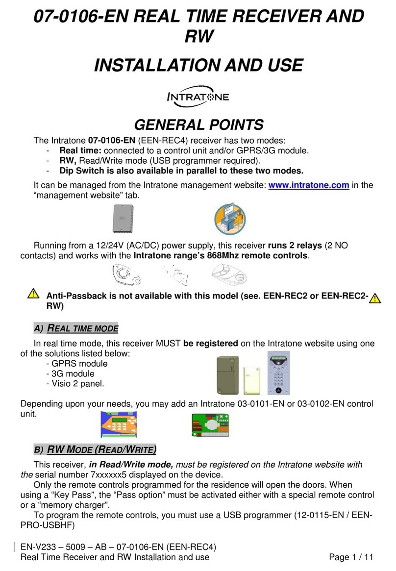 Intratone 07-0106-EN Quick start guide