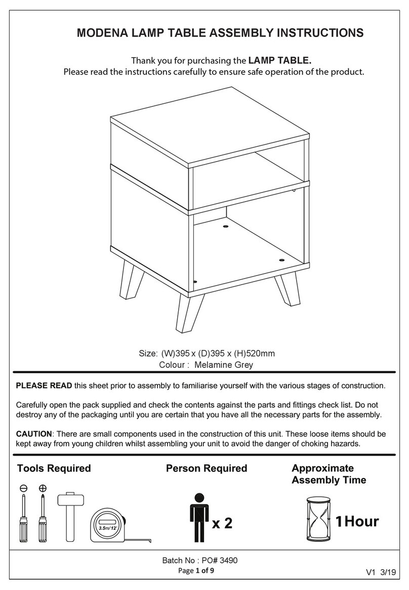 BIG FURNITURE WAREHOUSE MODENA G-MDNLAMGRY Assembly instructions