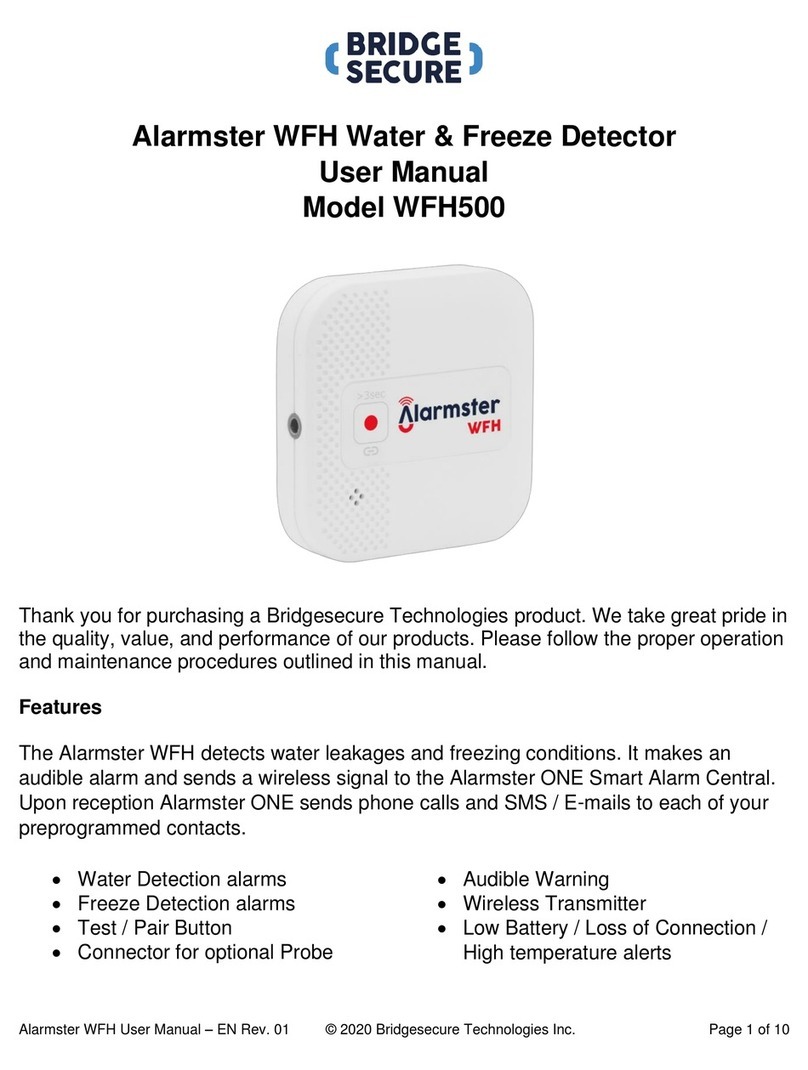 Bridgesecure Technologies Alarmster WFH500 user manual
