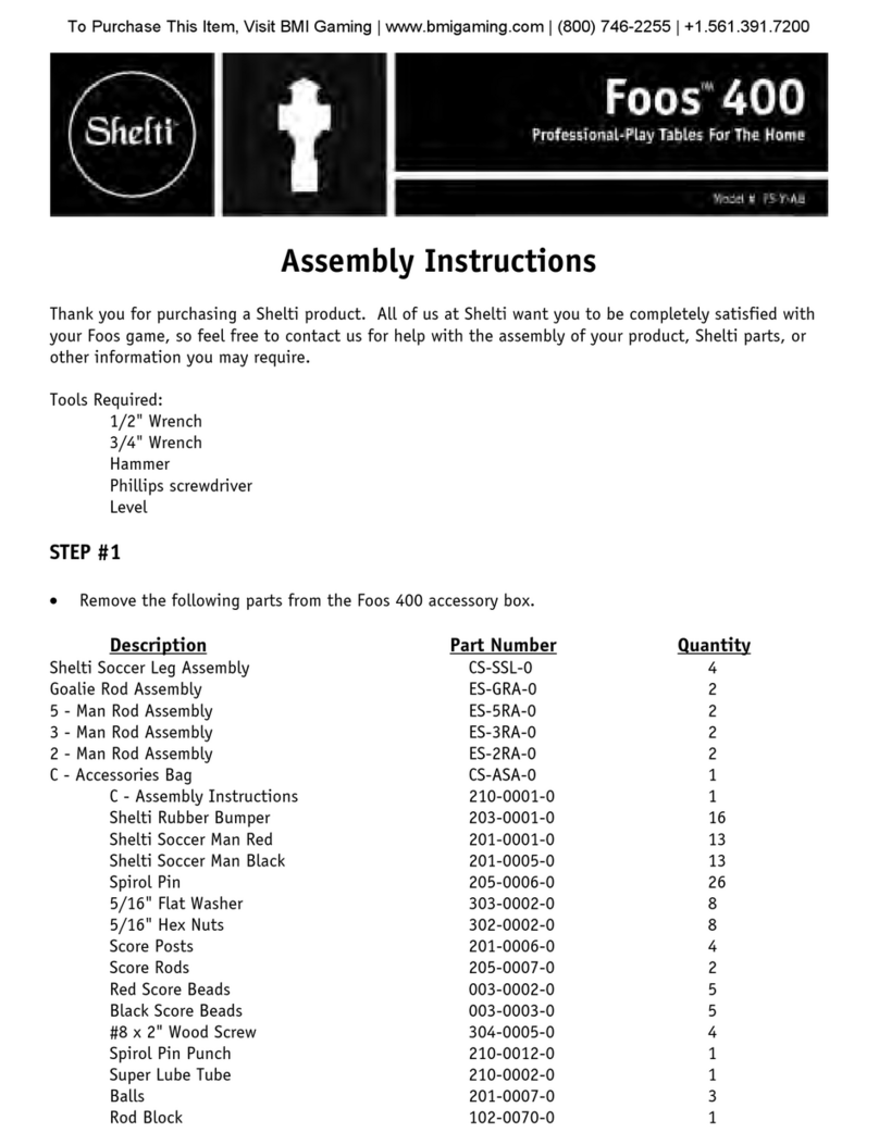 Shelti Foos 400 Assembly instructions Shelti Foos 400 Assembly instructions