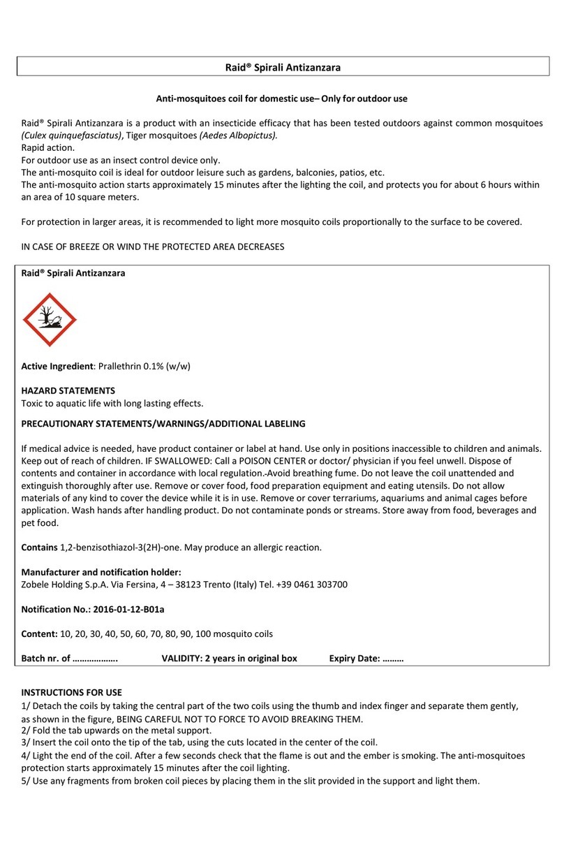 RAID Spirali Antizanzara Instructions for use
