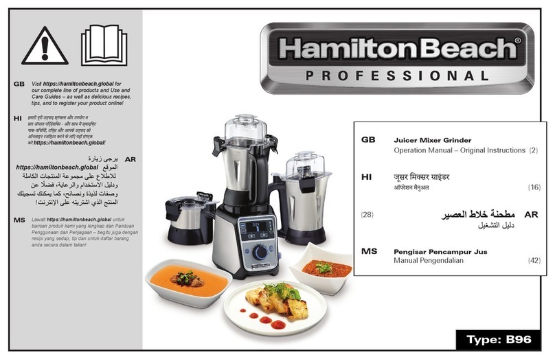 Hamilton Beach Professional B96 Operation Manual - Original Instructions