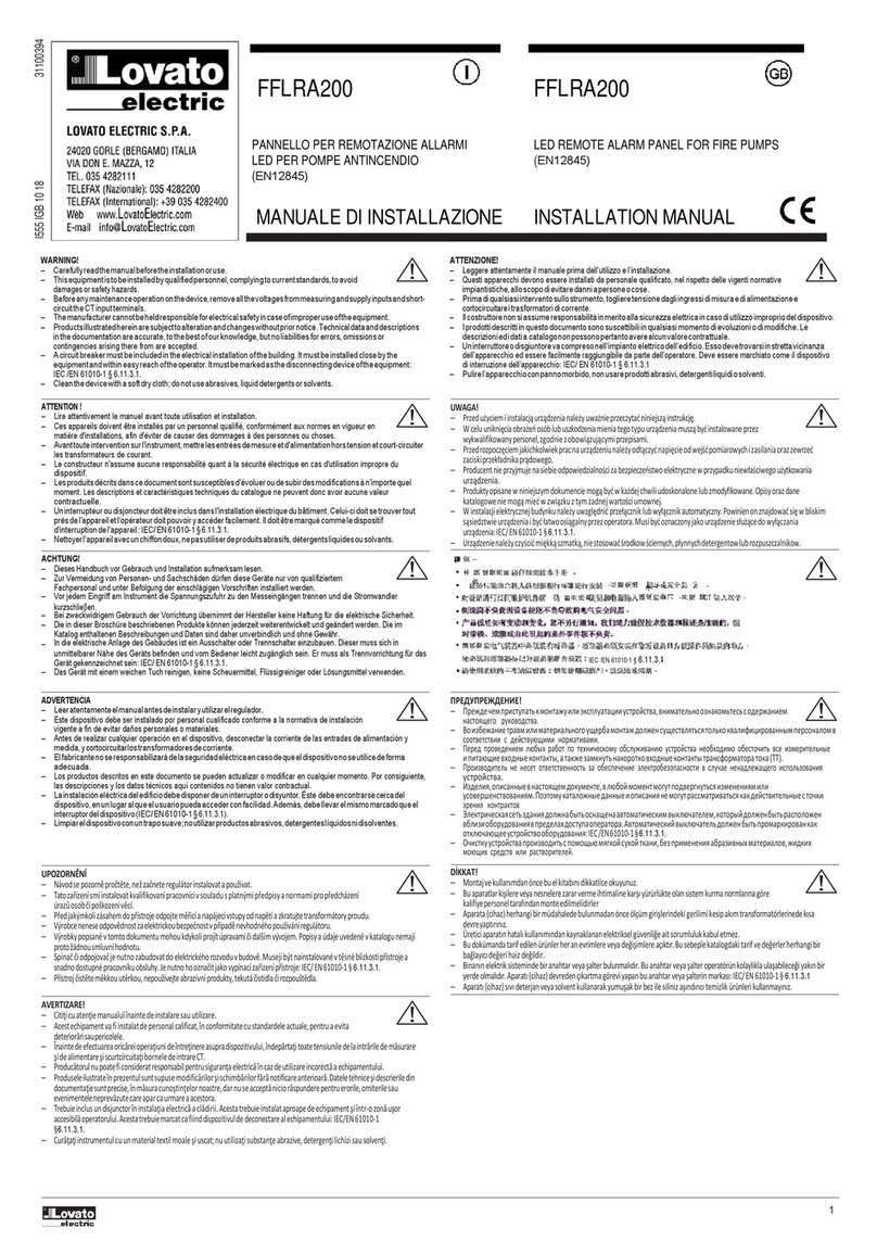 LOVATO ELECTRIC FFLRA200 installation manual LOVATO ELECTRIC FFLRA200 installation manual