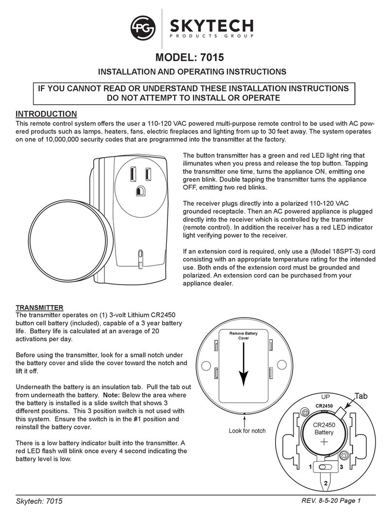 PG Skytech 7015 Installation and operating instructions
