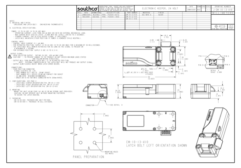 Southco EM-10-1X-410 Series operating instructions