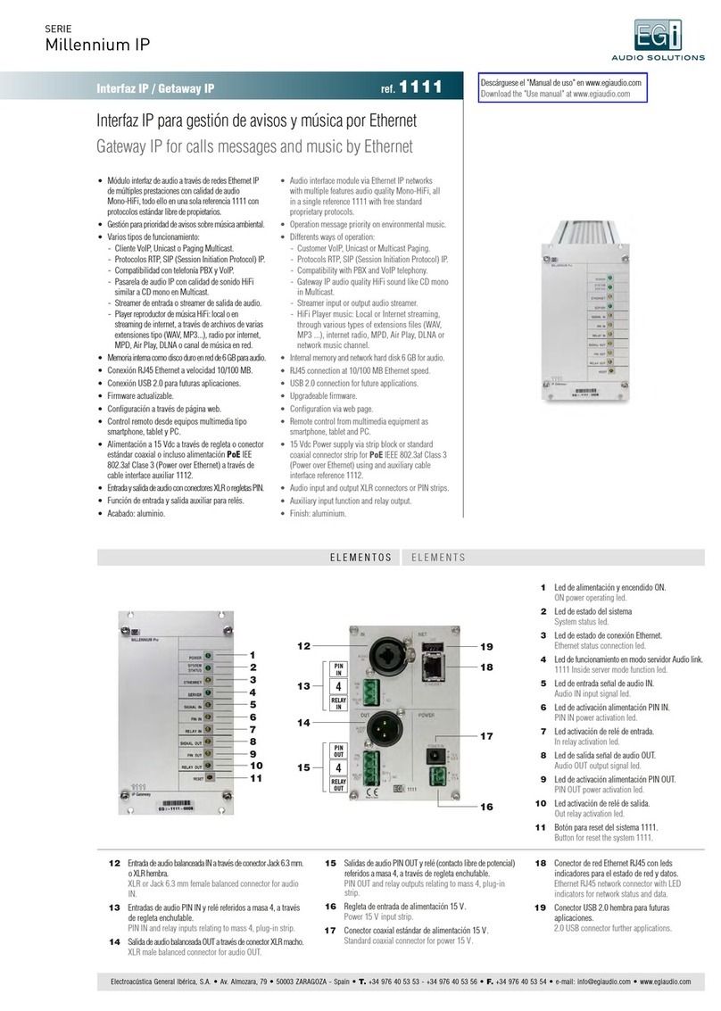 EGi Millennium IP Series quick start guide