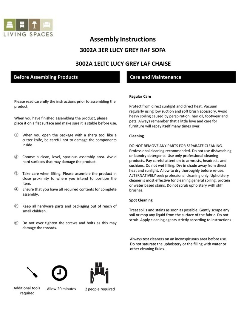 Living Spaces 3002A 3ER LUCY GREY RAF SOFA User manual