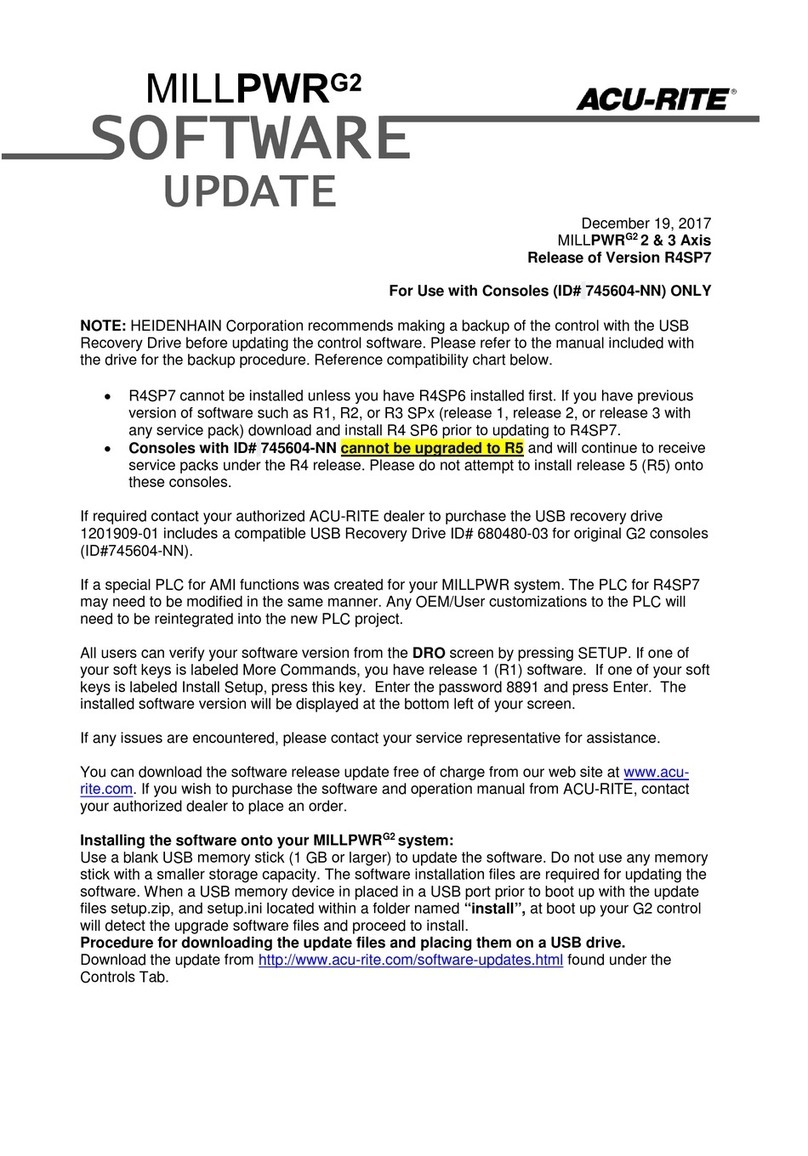 ACU-RITE MILL PWR G2 Software update