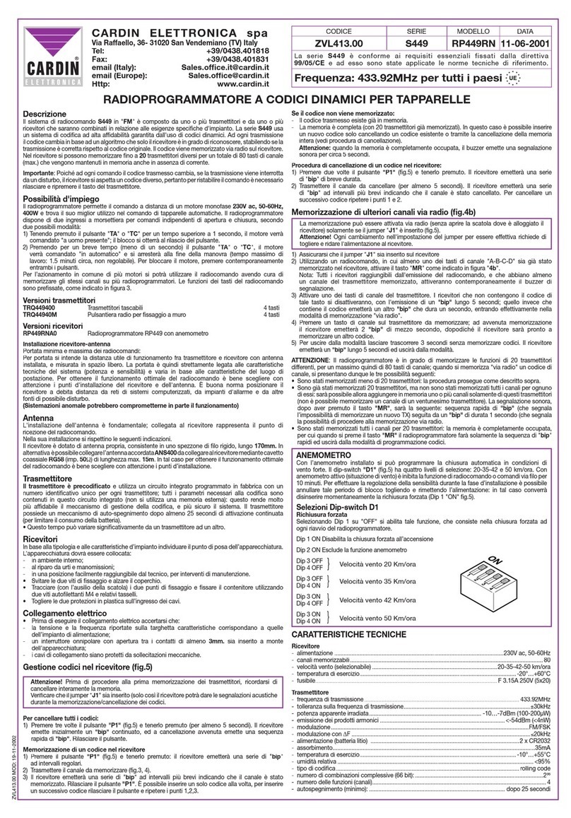 Cardin Elettronica S449 Series manual