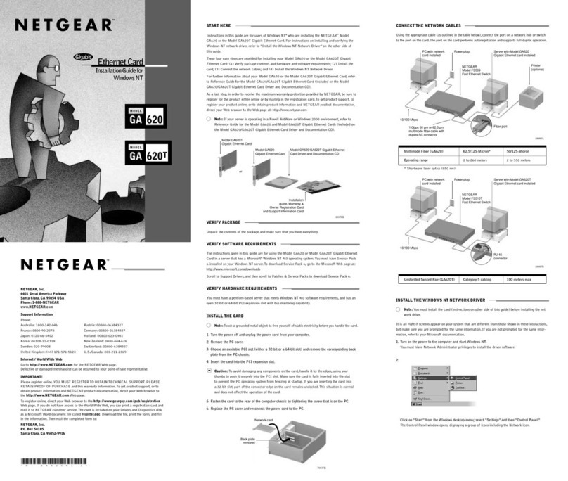 NETGEAR GA620 - PCI Fiber Card User manual