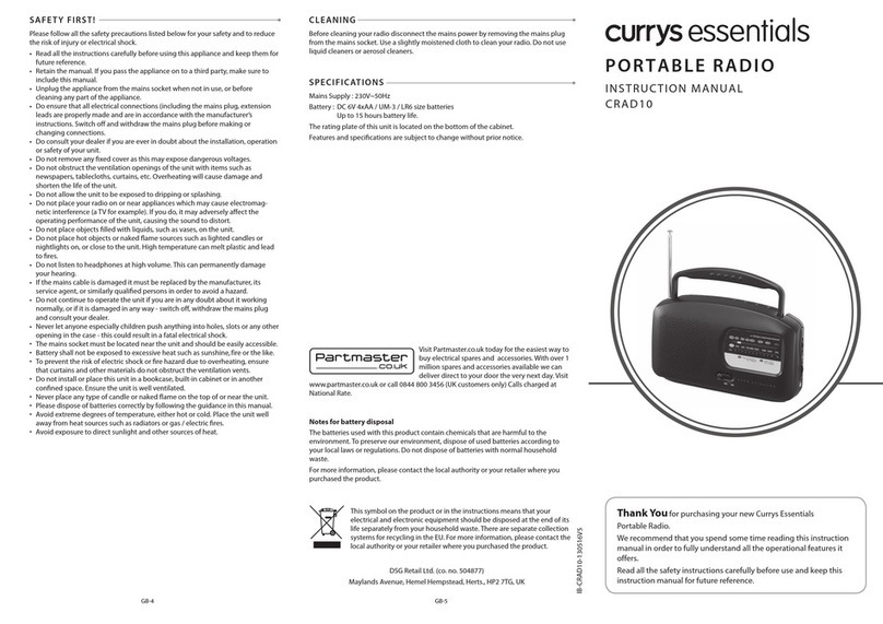 Currys Essentials CRAD10 User manual