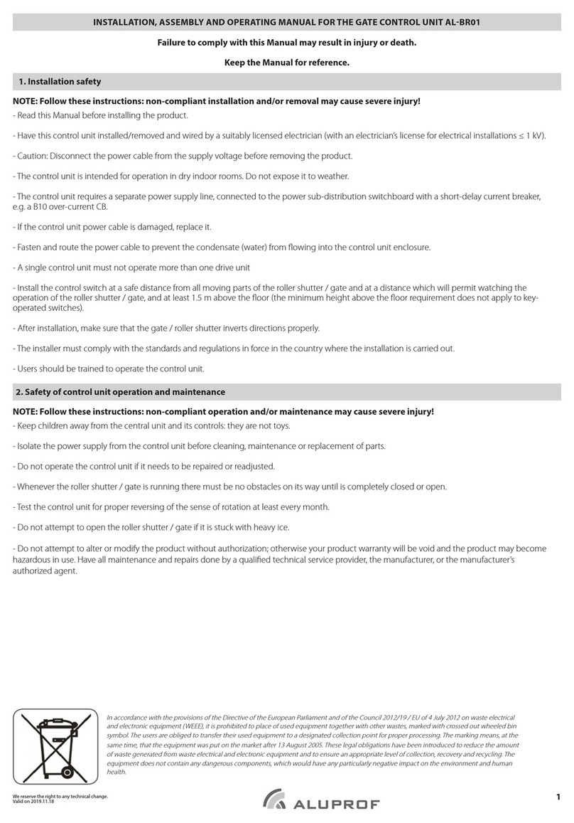 Aluprof AL-BR01 Installation, Assembly and Operating Manual