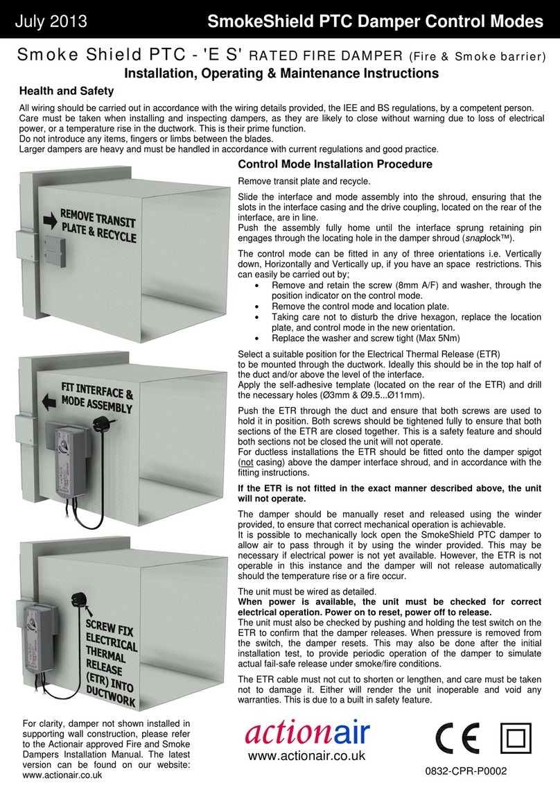 actionair SmokeShield PTC Installation, operating,  & maintenance instructions