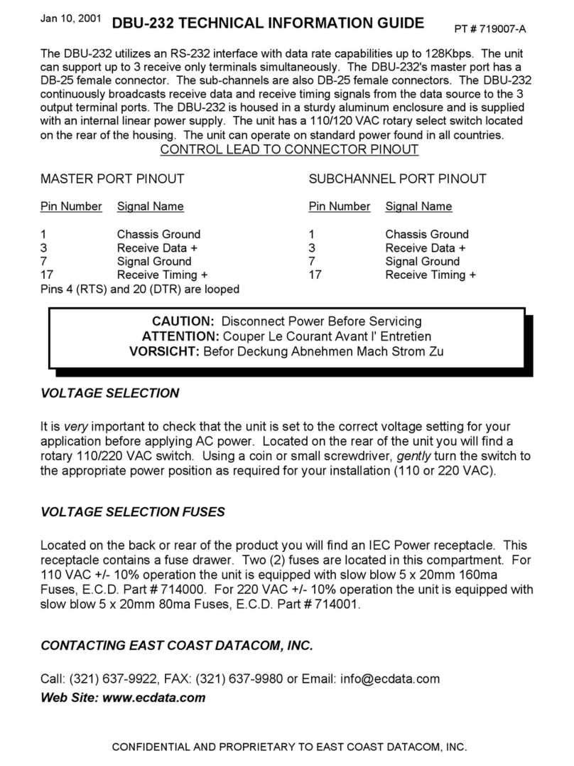 East Coast Datacom DBU-232 Technical information guide