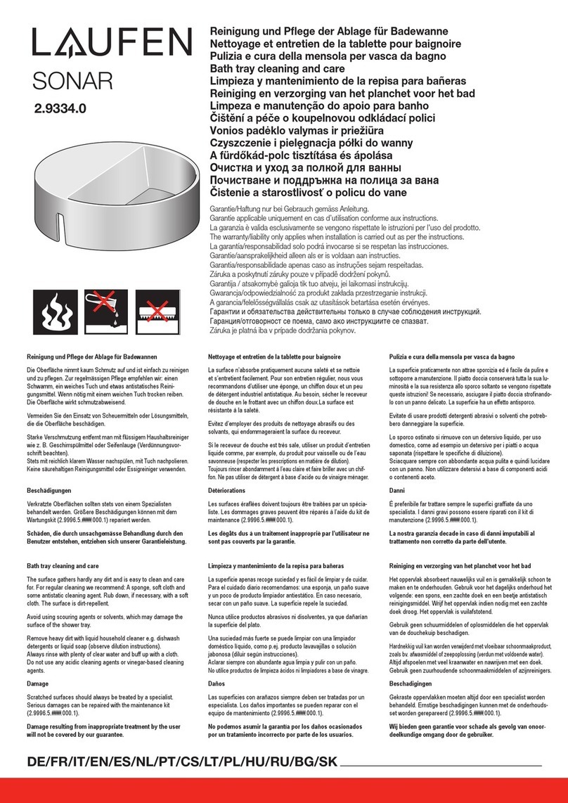 Laufen SONAR 2.9334.0 Cleaning and care
