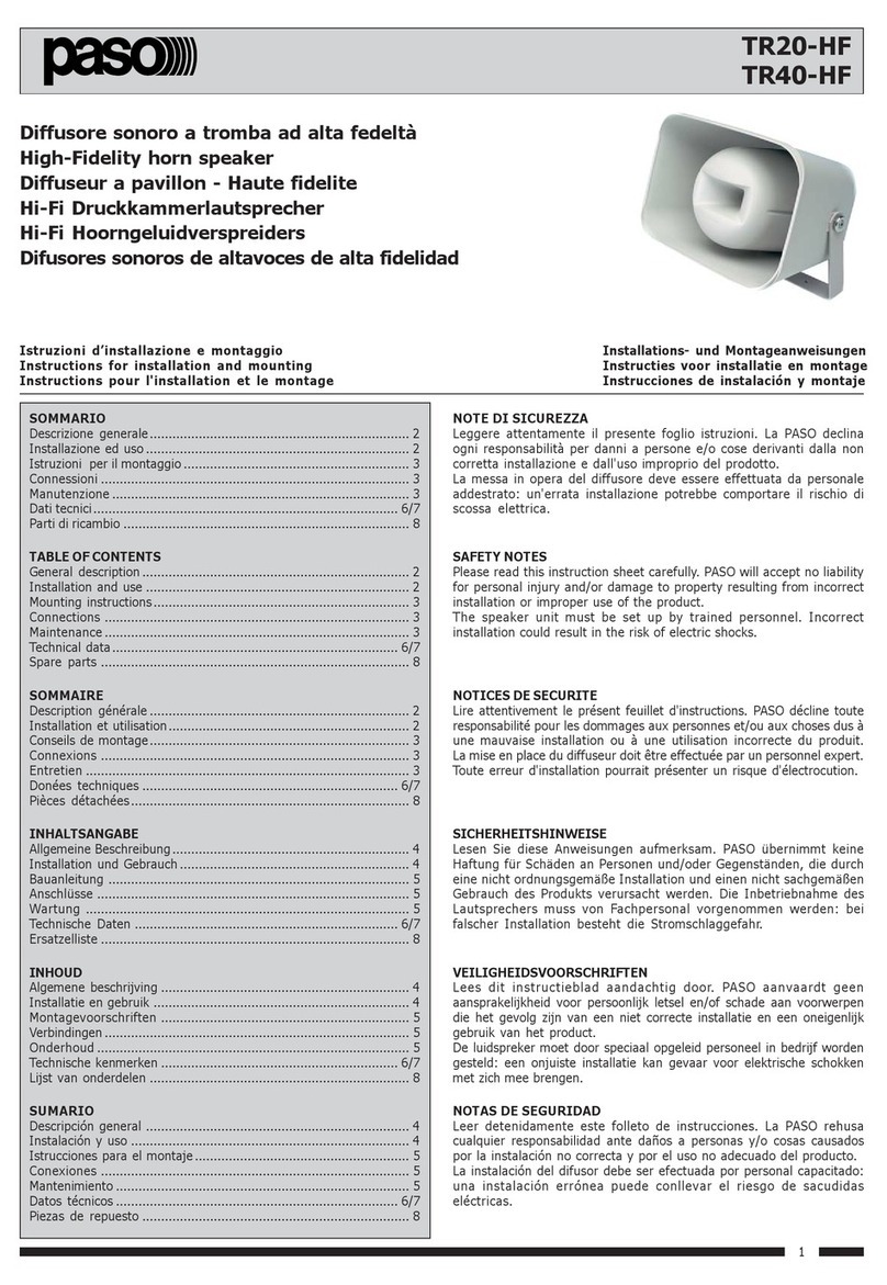 Paso TR20-HF Instructions for installation and mounting