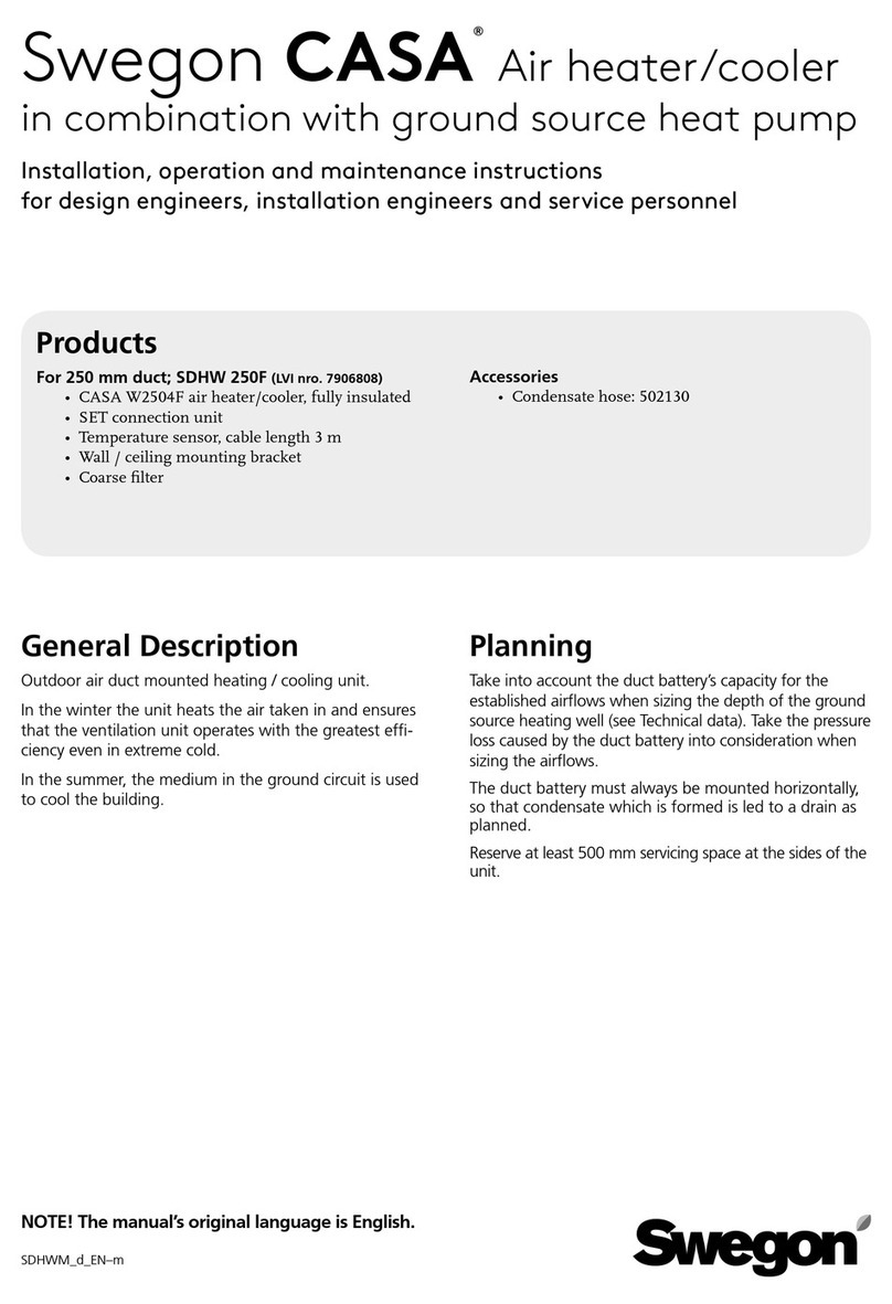 Swegon CASA SDHW250F User manual