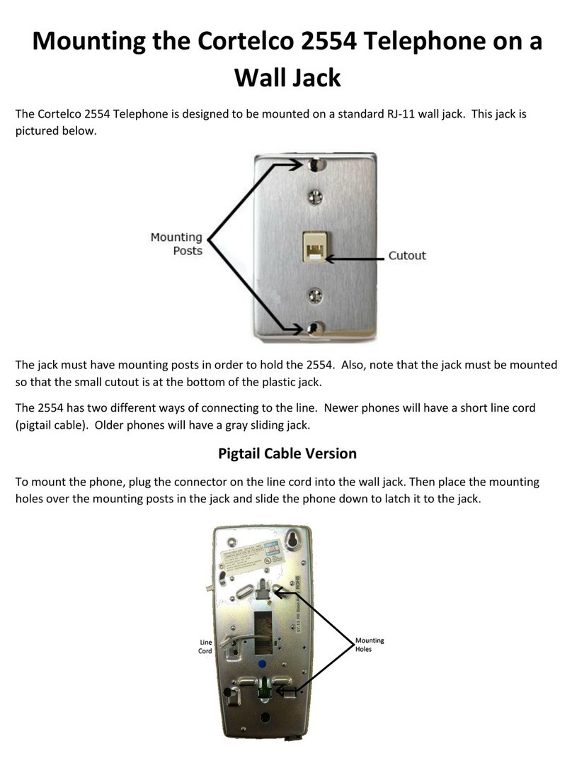 Cortelco Tel-Flash 2554 Mounting instructions
