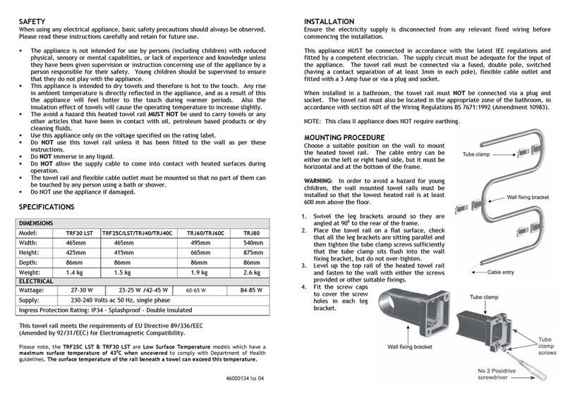 Consort TRF25C LST Installation and operating instructions
