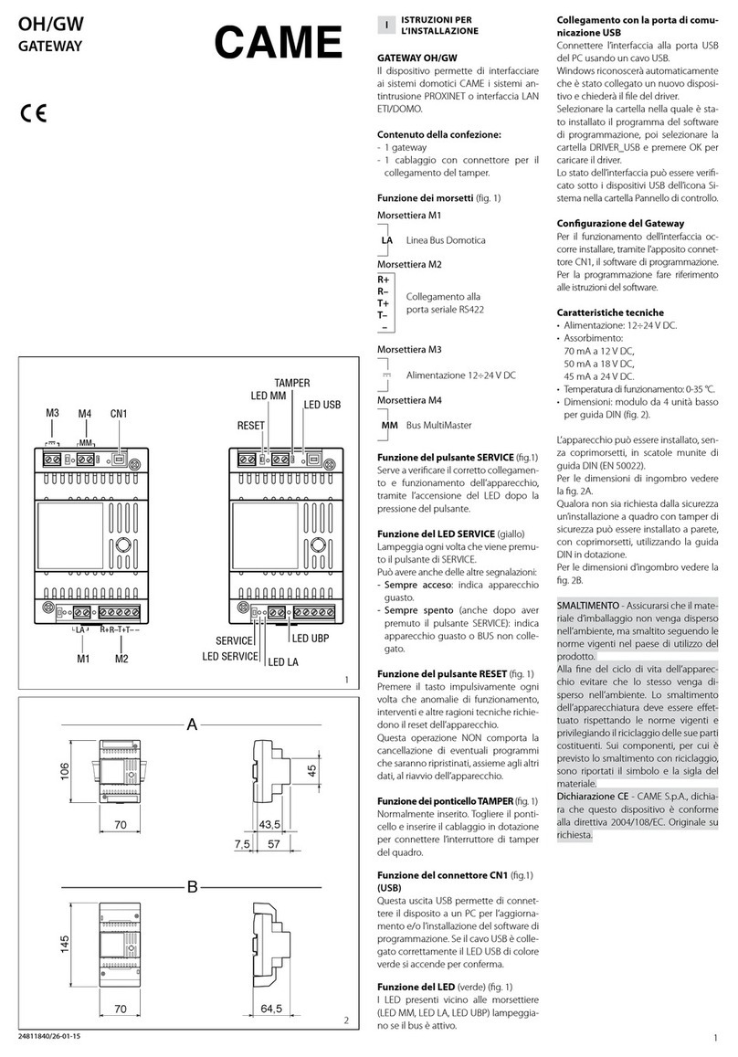 CAME OH/GW User manual