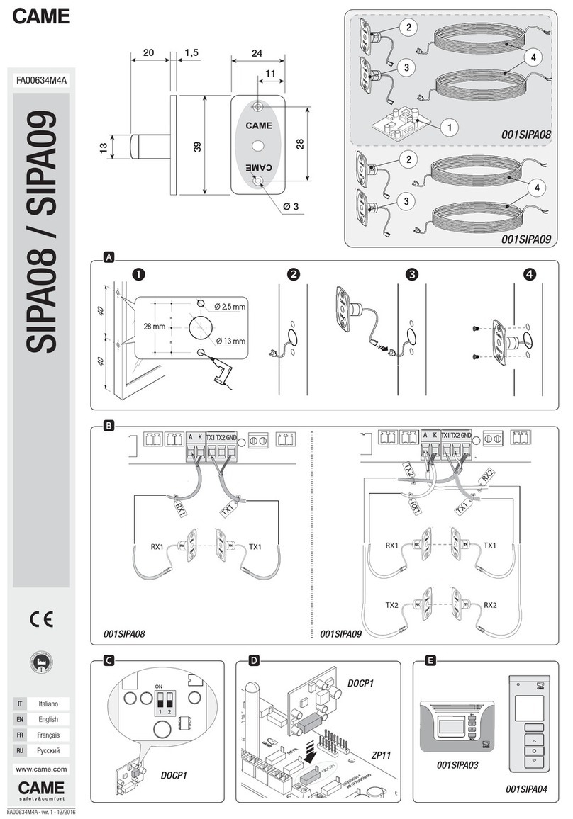 CAME SIPA08 User manual