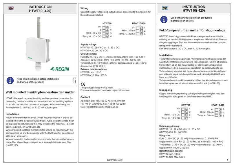 Regin HTWT10 instructions
