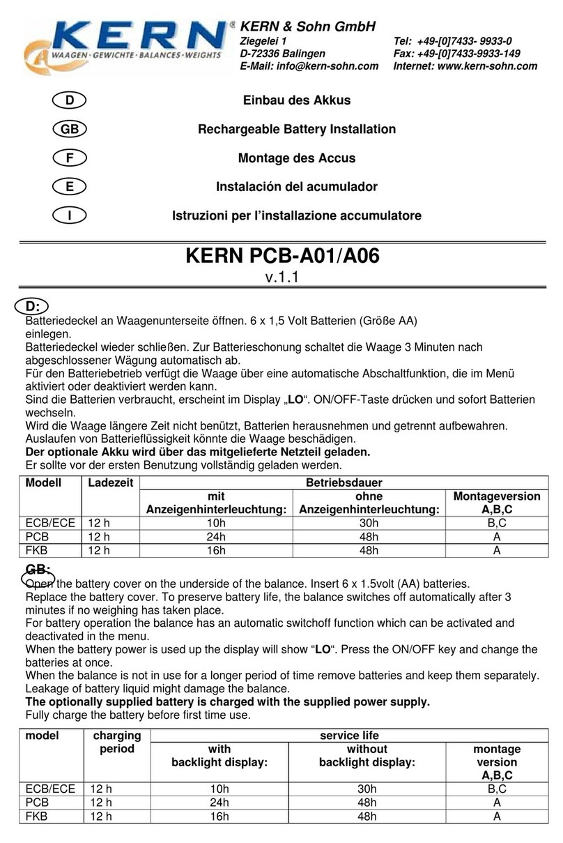 KERN PCB-A01 Use and care manual