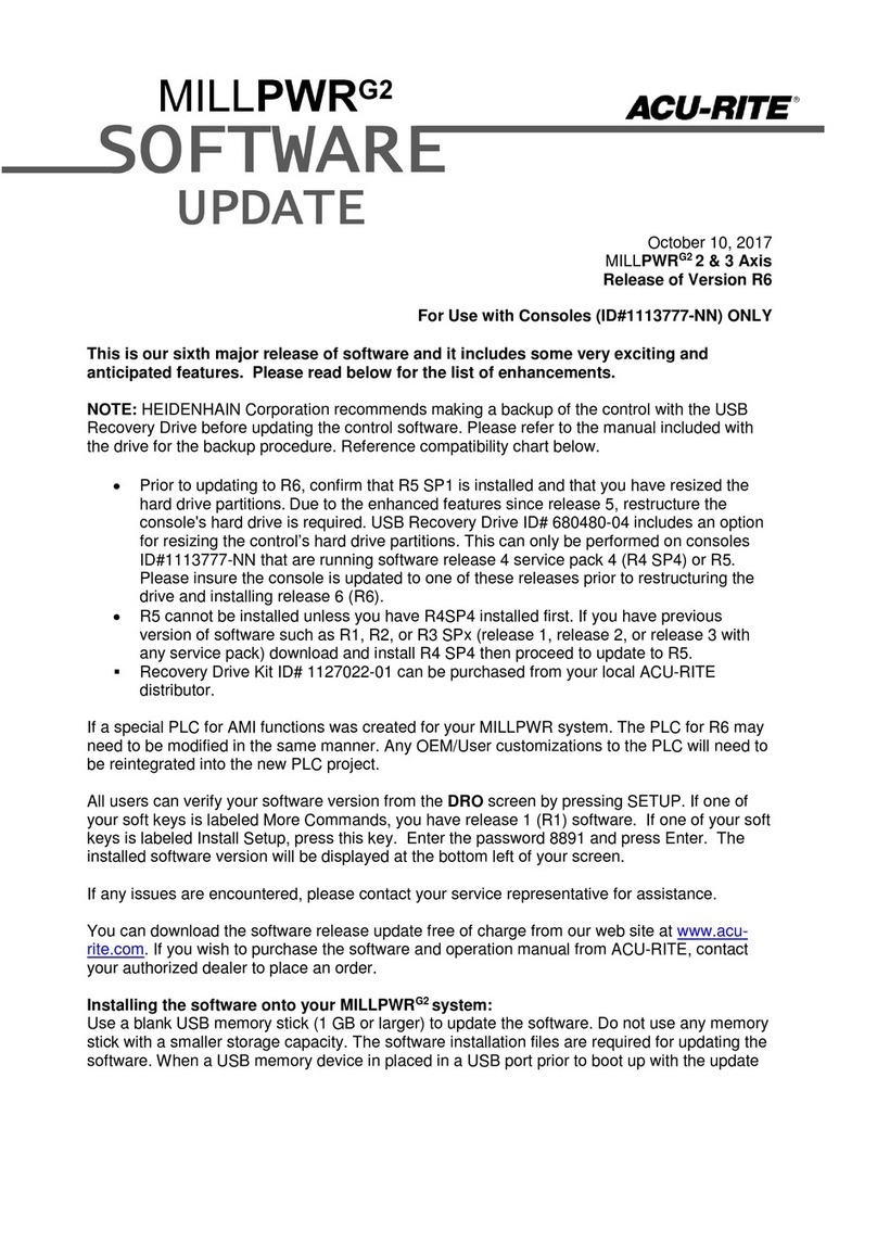 ACU-RITE MILL PWR G2 Software update